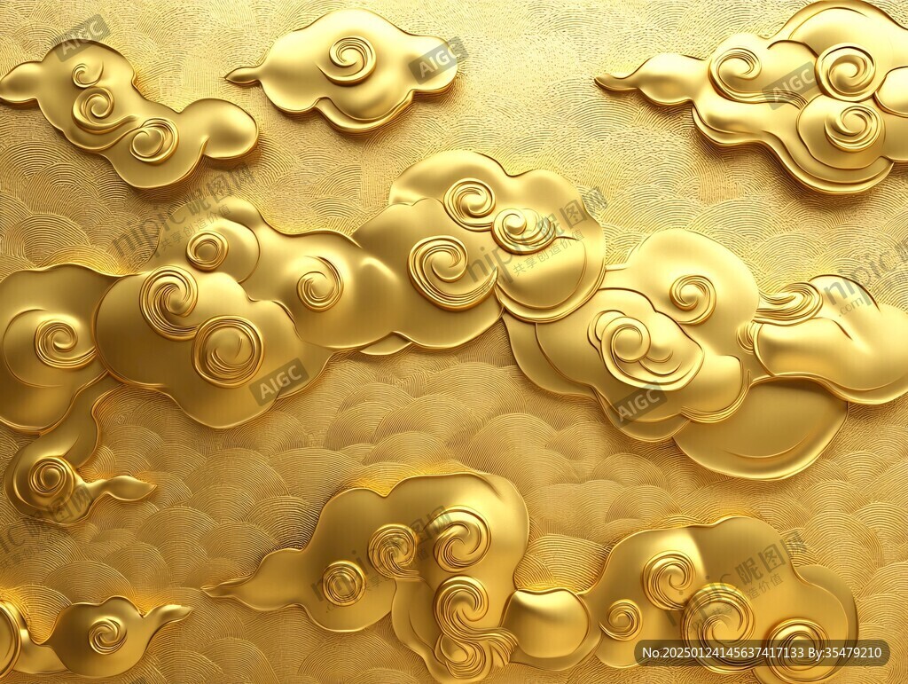 金色云纹浮雕