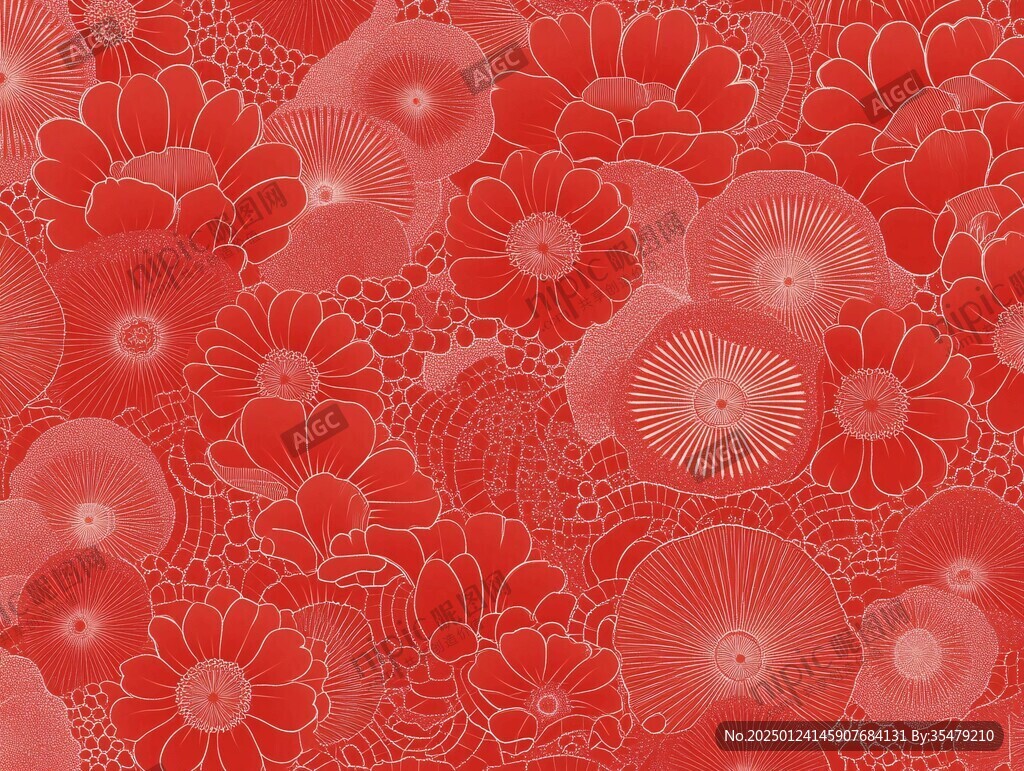 红色花型底纹
