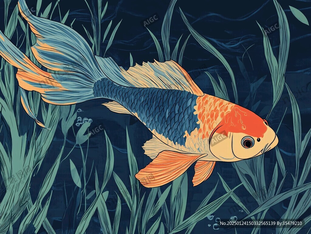 锦鲤鲤鱼插画