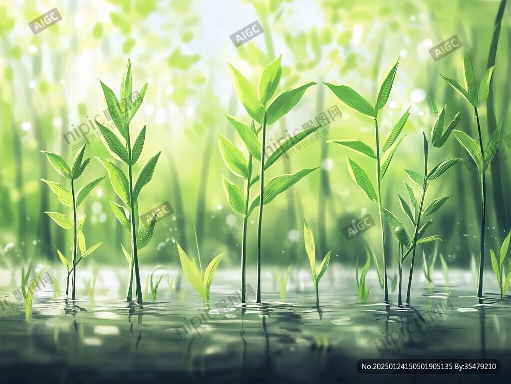 植物嫩芽背景画