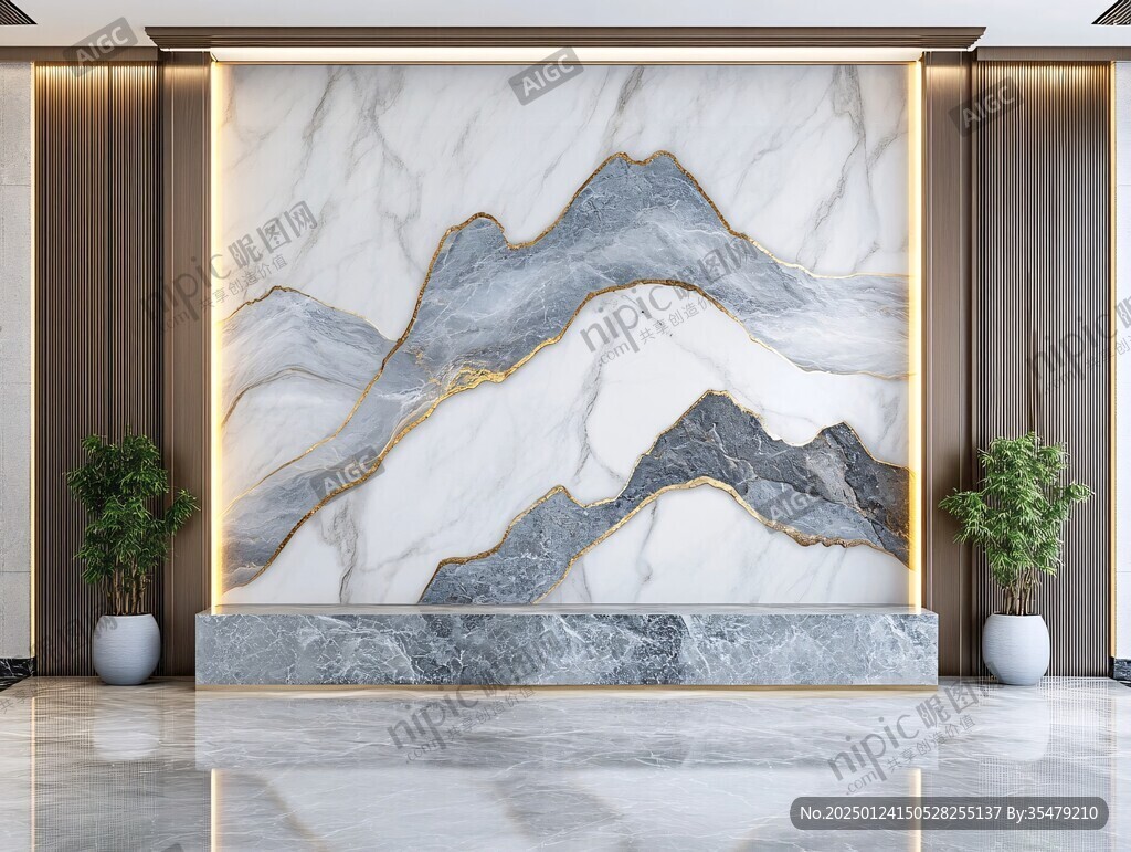 岩板山水画