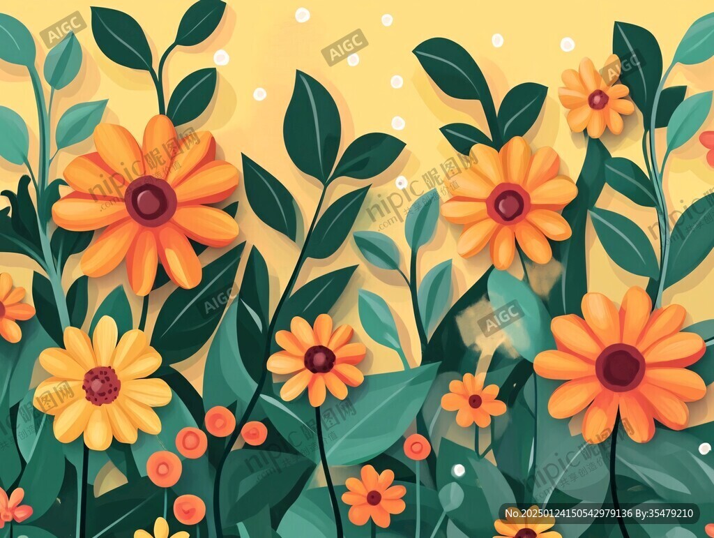 植物背景扁平插画