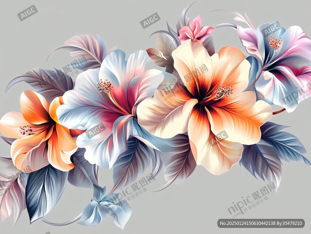 3d浮雕缤纷花卉