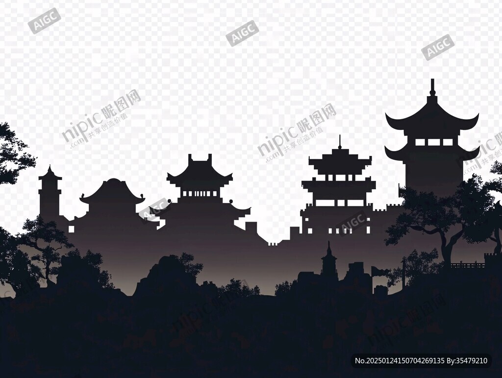 毫州建筑插画剪影