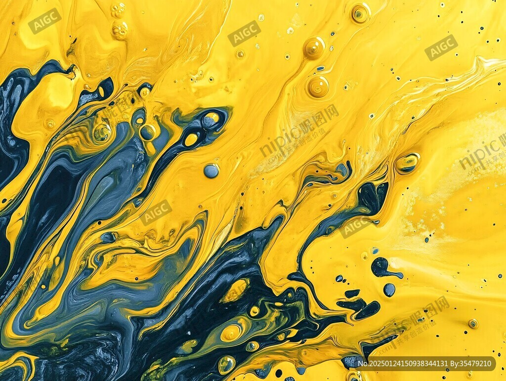 黄色流体艺术画