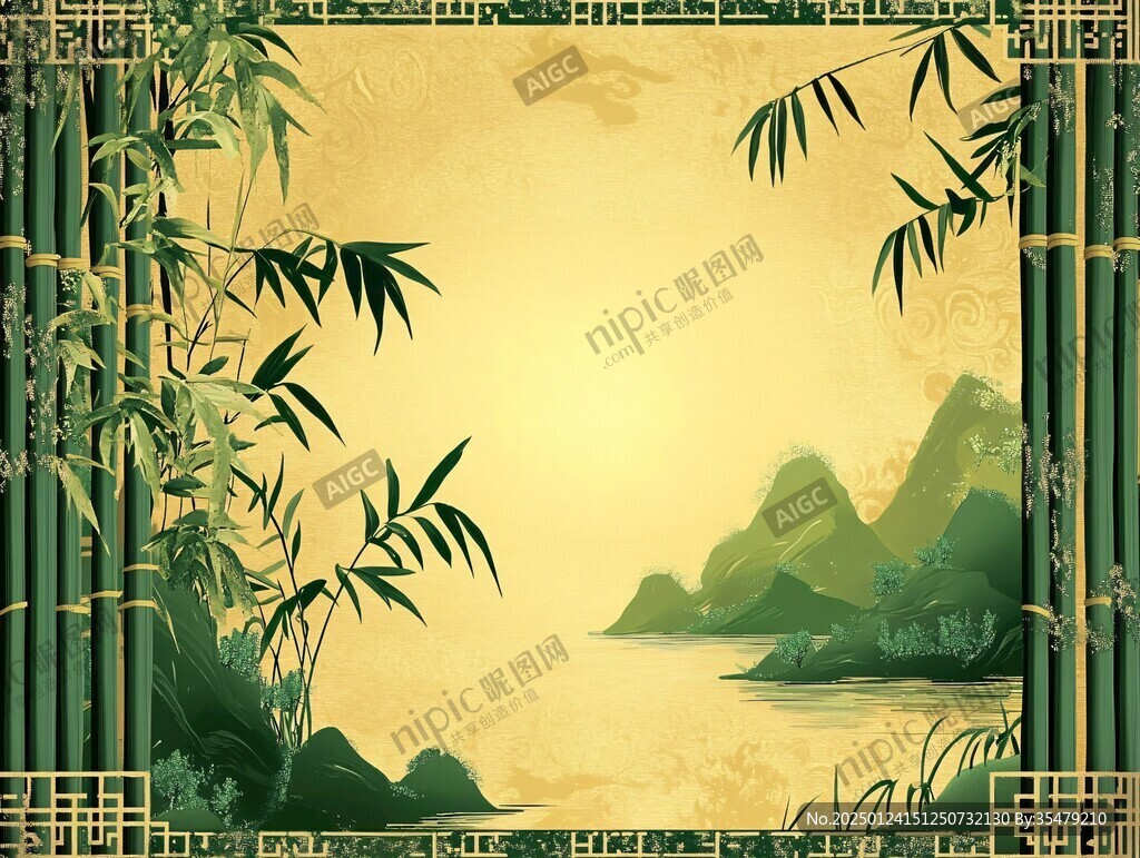 竹林山水背景