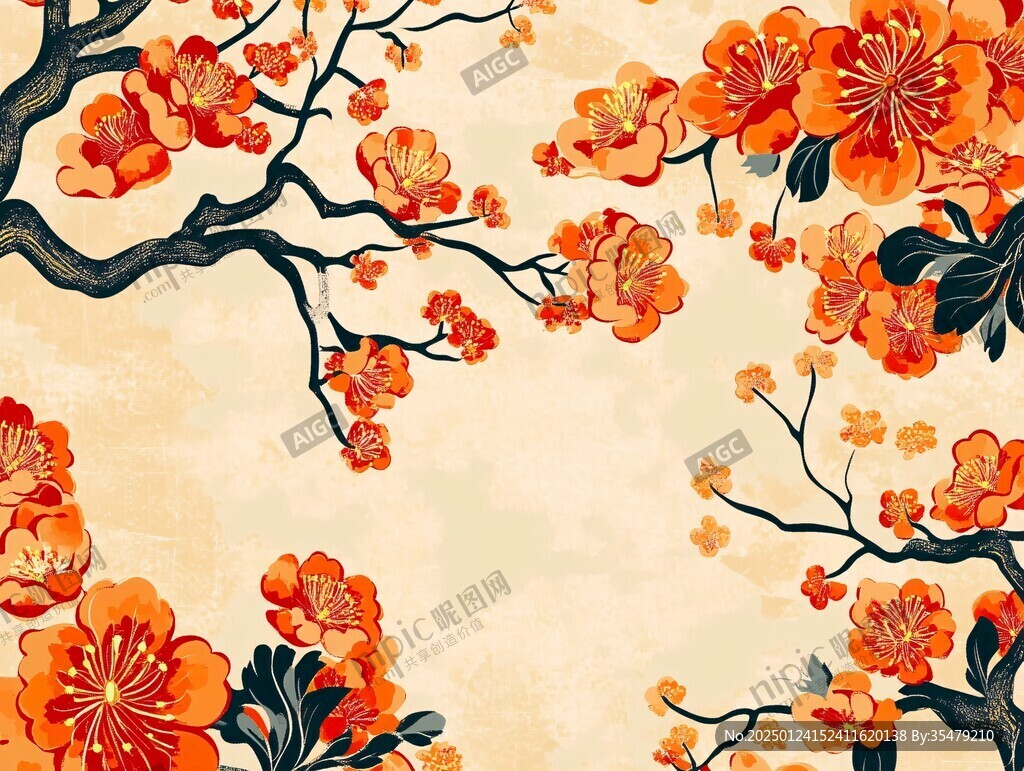 手绘梅花背景