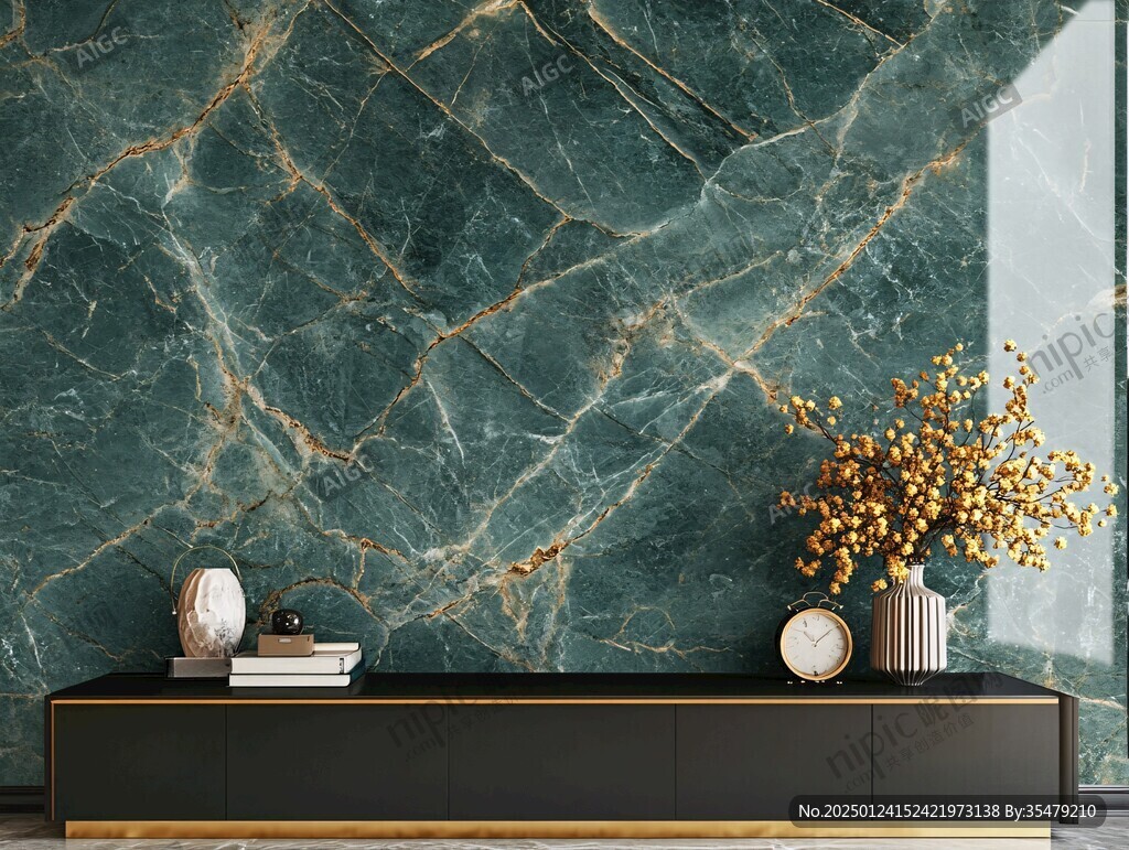 极简金箔石根线条对拼