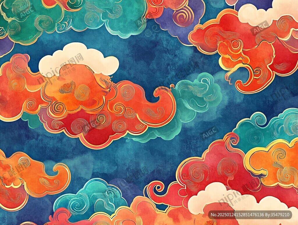 彩墨云纹艺术画