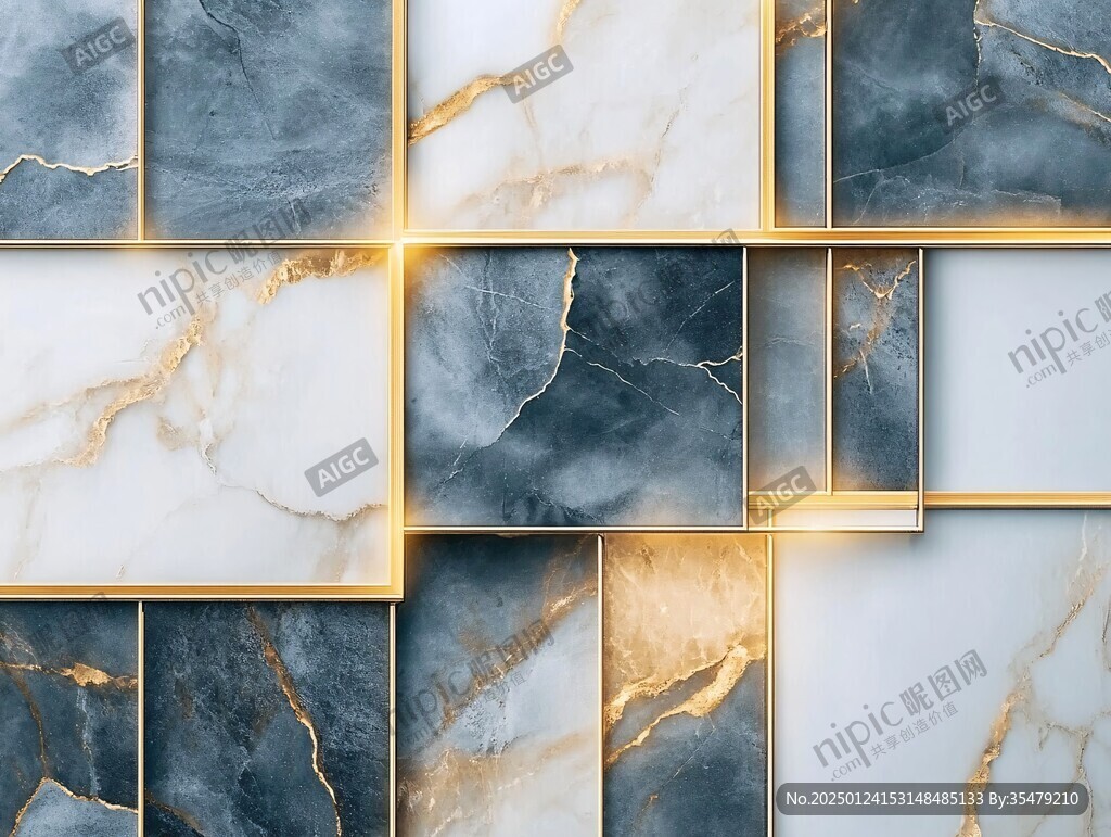 金色大理石对拼背景