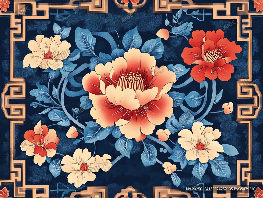 中式牡丹花花纹