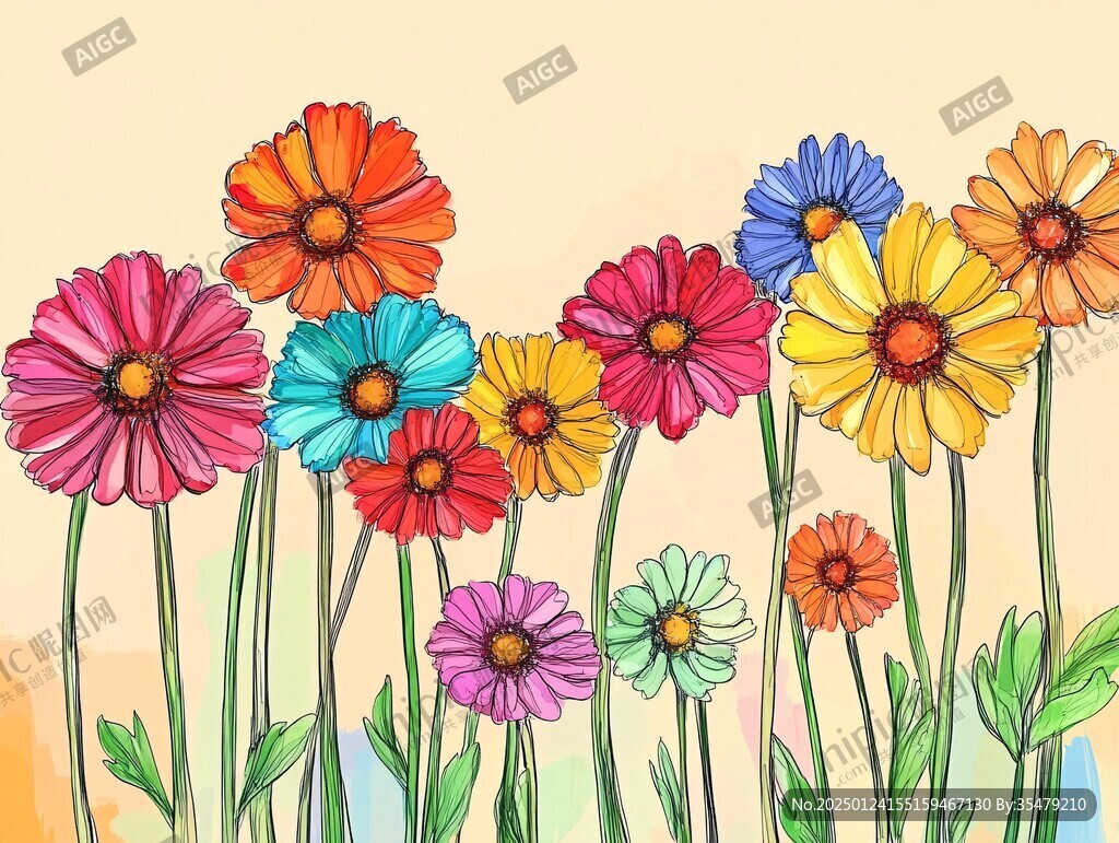 雏菊板绘插画