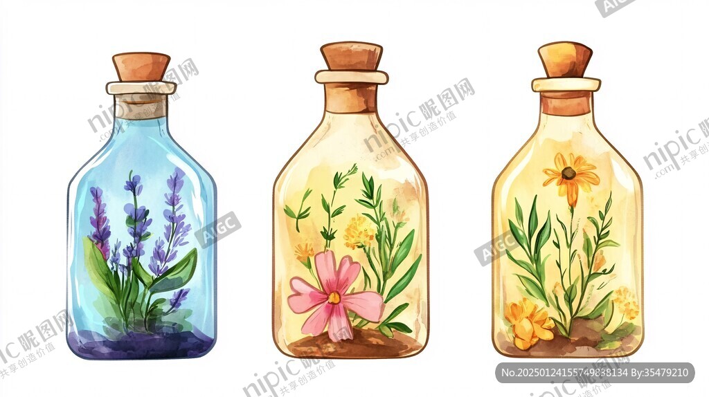 精油手绘插画