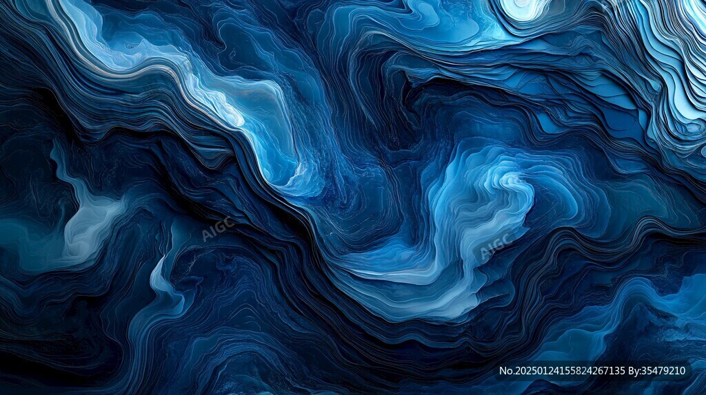 蓝色流体创意抽象画