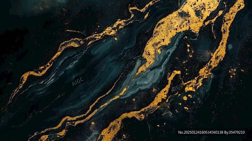 流体画金色山河