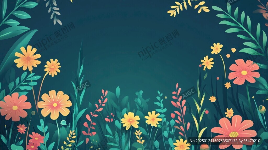 植物背景扁平插画