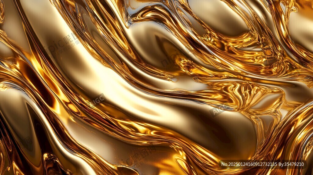 金色抽象流体纹理背景
