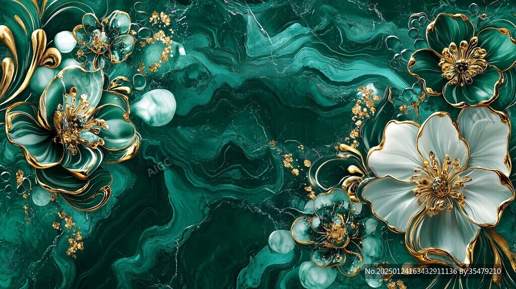 牡丹花线描金轻奢
