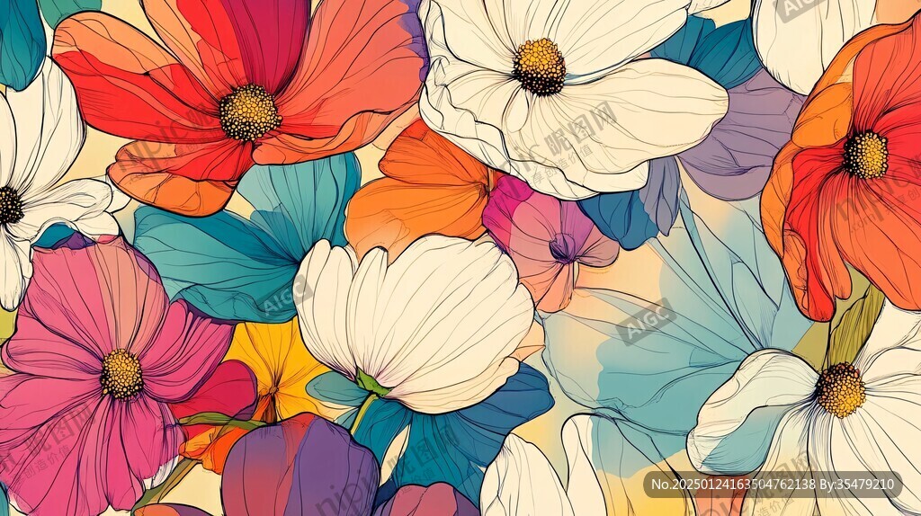 手绘创意百花壁纸