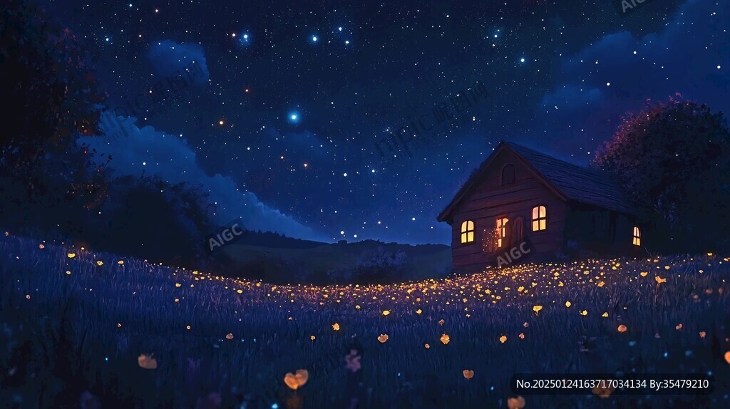 萤火虫之夜插画海报