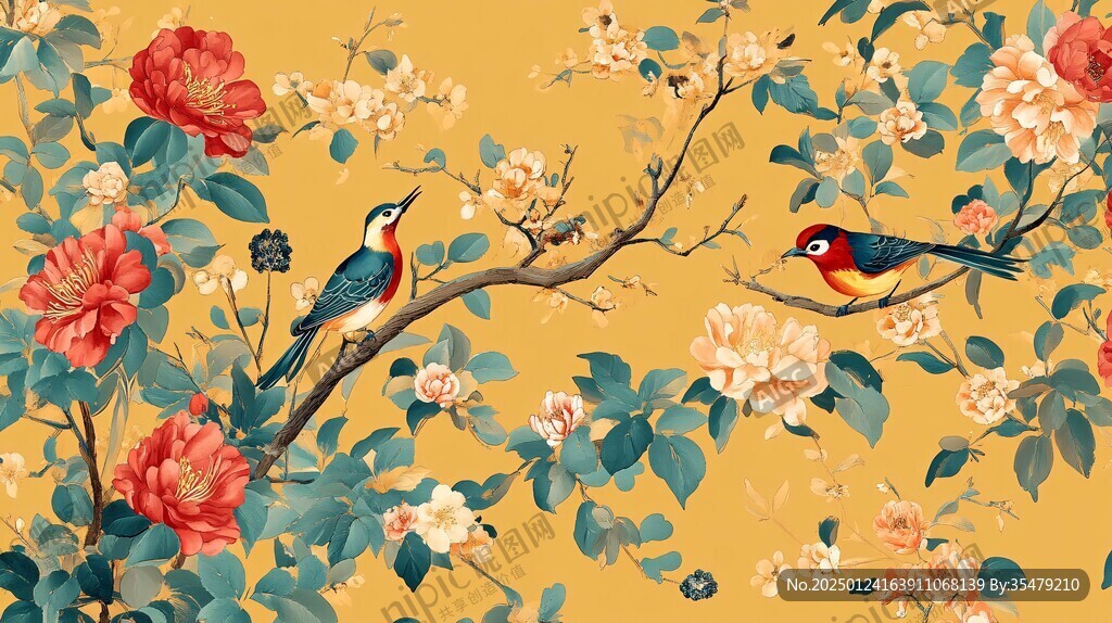 文艺古典花鸟壁纸