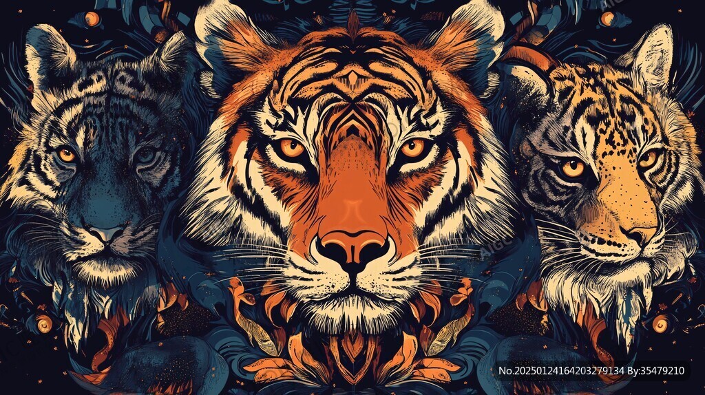 虎年系列组合插画
