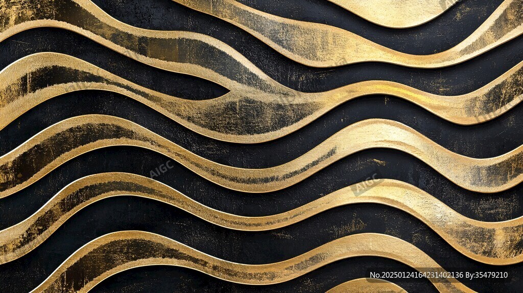 浮雕金色波浪纹