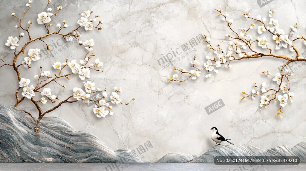 梅花轻奢背景墙