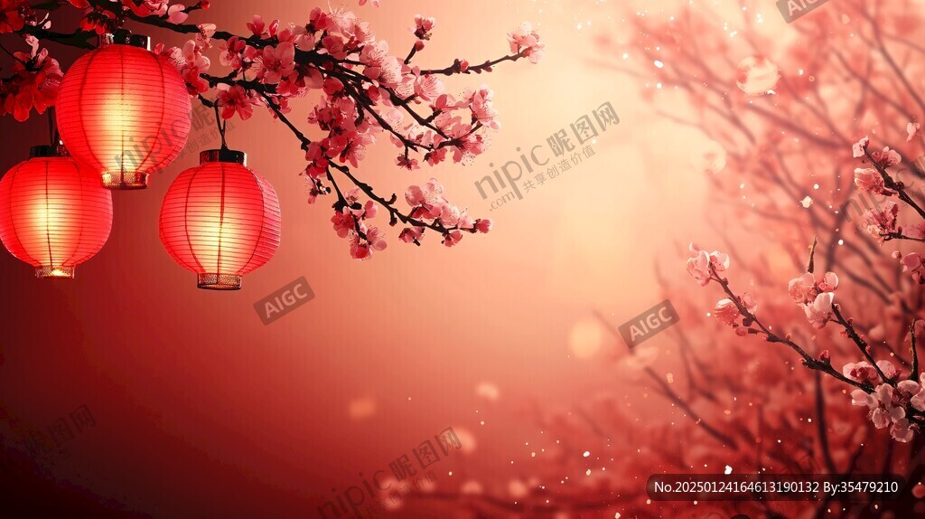 灯笼梅花背景图