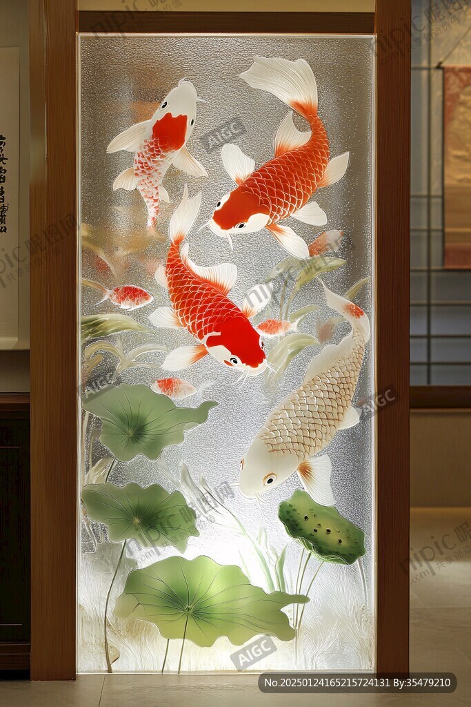 现代屏风鲤鱼图