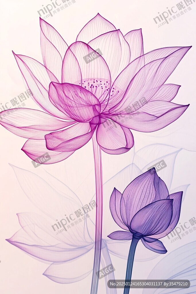 鼠绘精绘莲花花朵