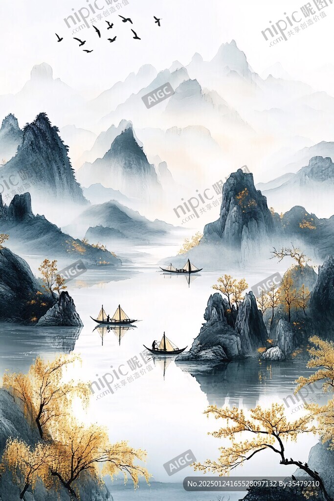 新中式金色山水