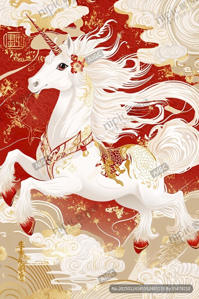 白龙马插画