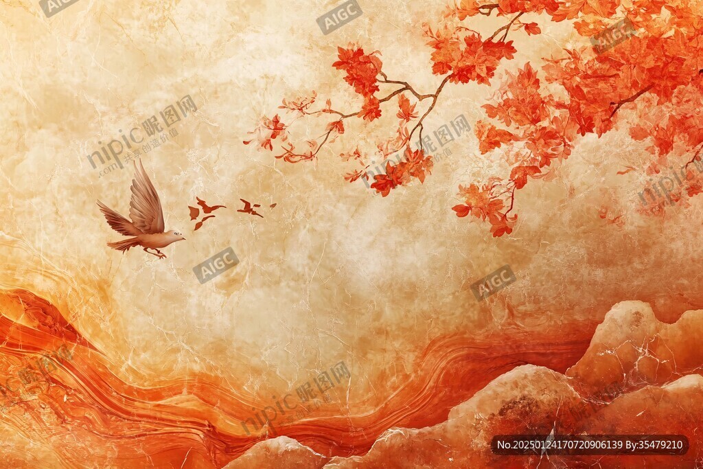 古风红叶背景