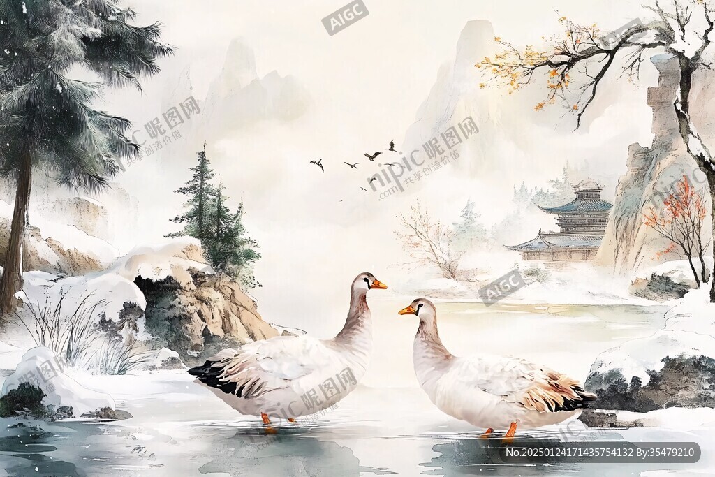 手绘插画鹅