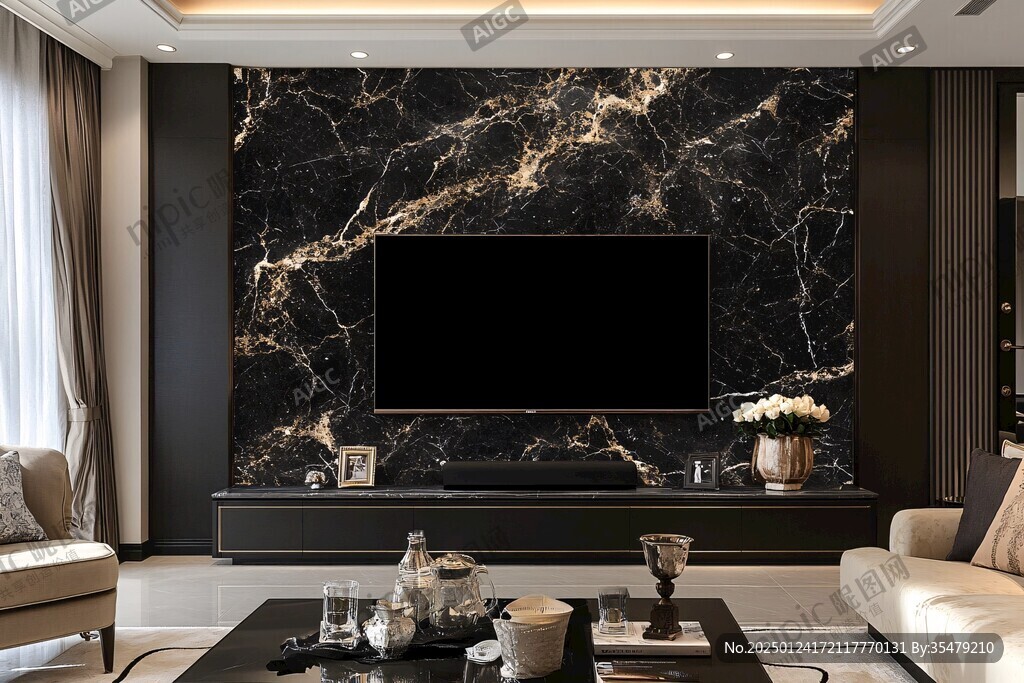 黑金高档大理石背景墙