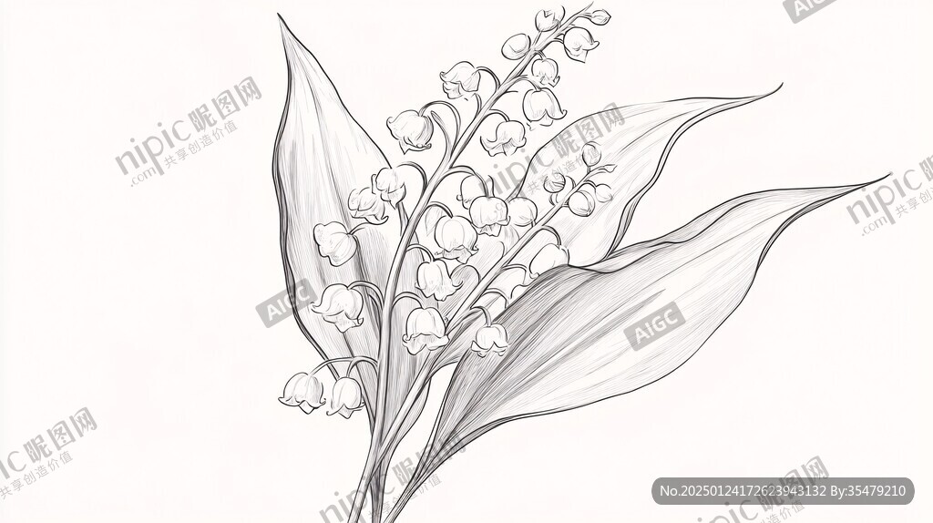 铃兰花线稿