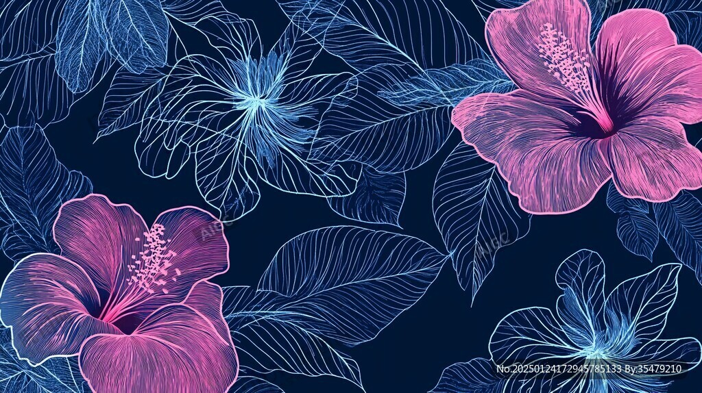 芙蓉花手绘