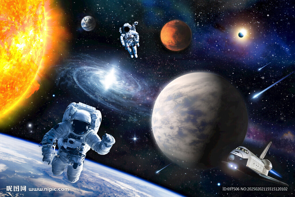 太空宇航员星球银河宇宙火箭背景