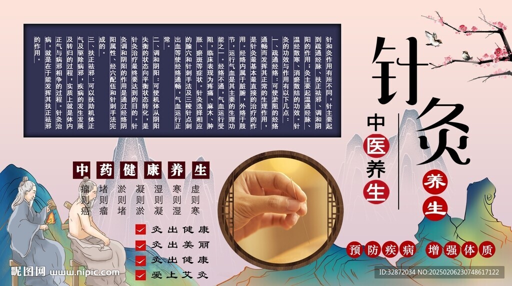 针灸养生背景墙