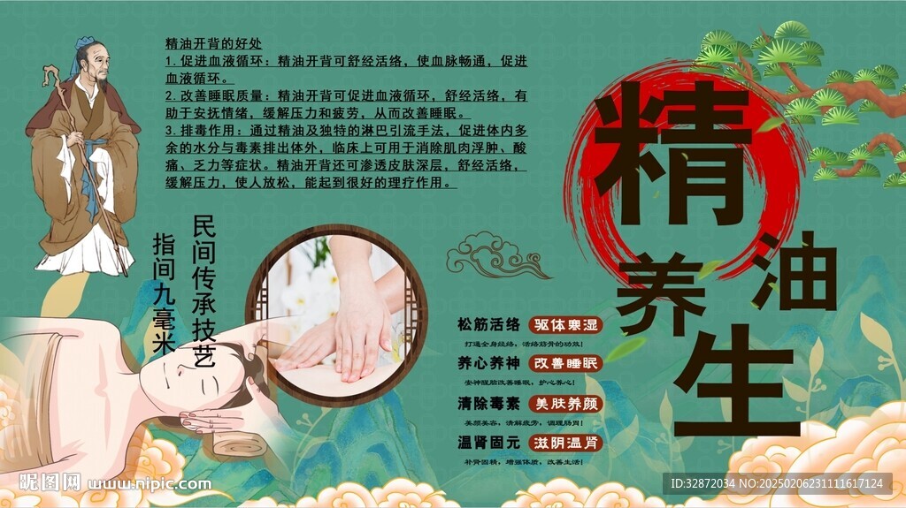 精油养生背景墙