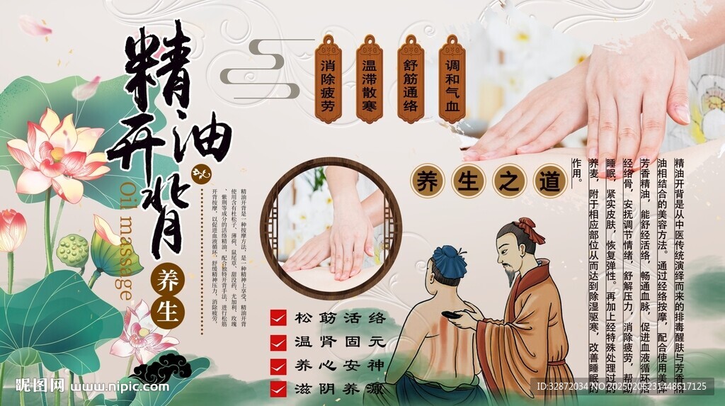 精油开背背景墙