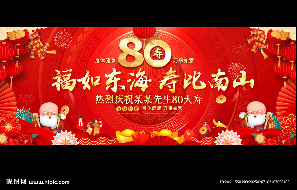 80大寿背景展板