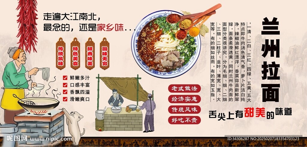 兰州拉面背景墙