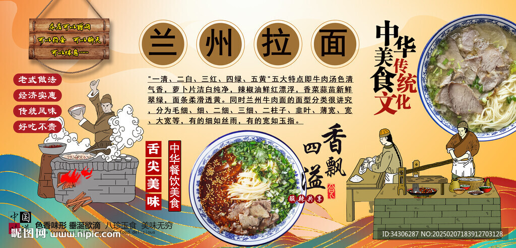 兰州拉面背景墙