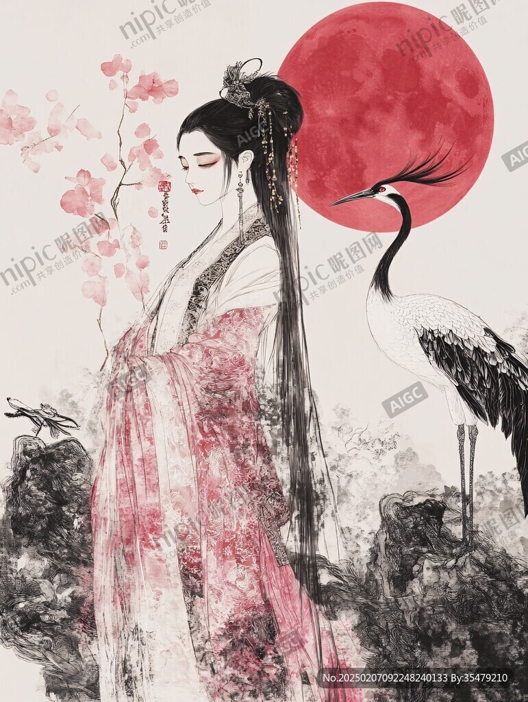 古风人物装饰画原图