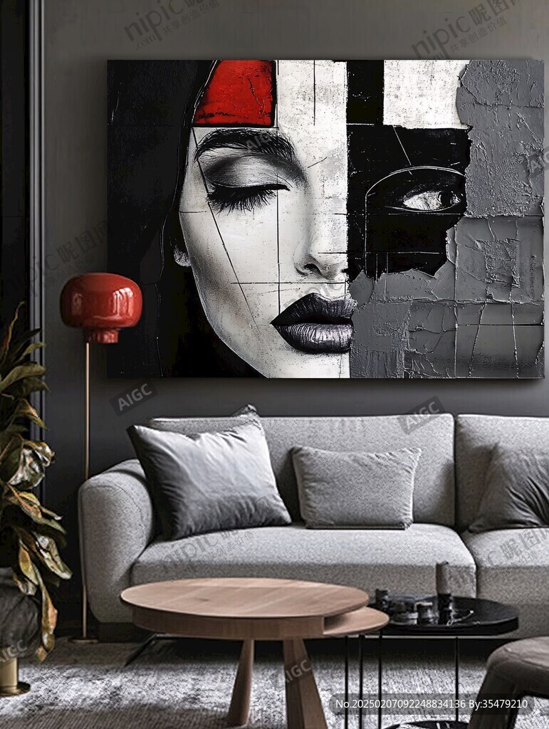 人脸色块拼接装饰画