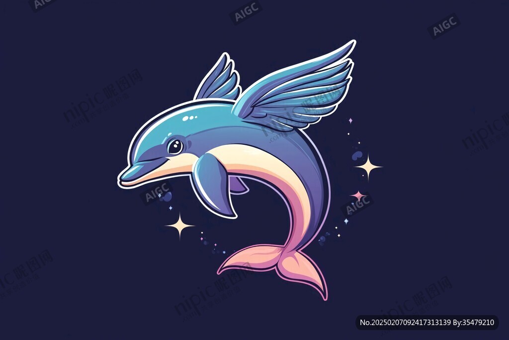 海豚创意插画