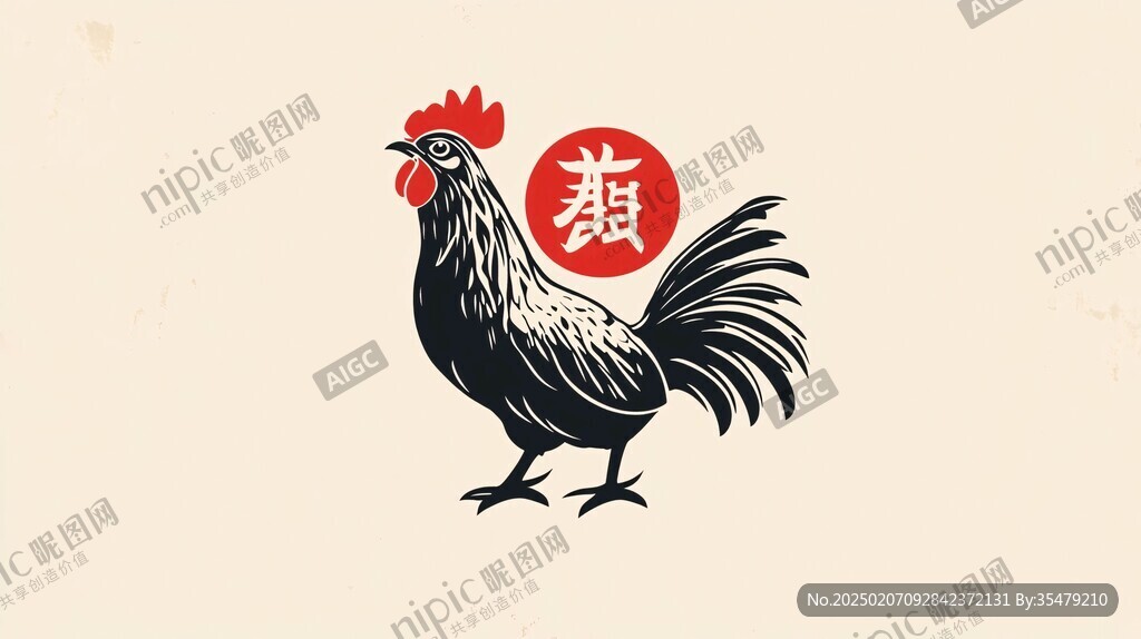 版画鸡logo