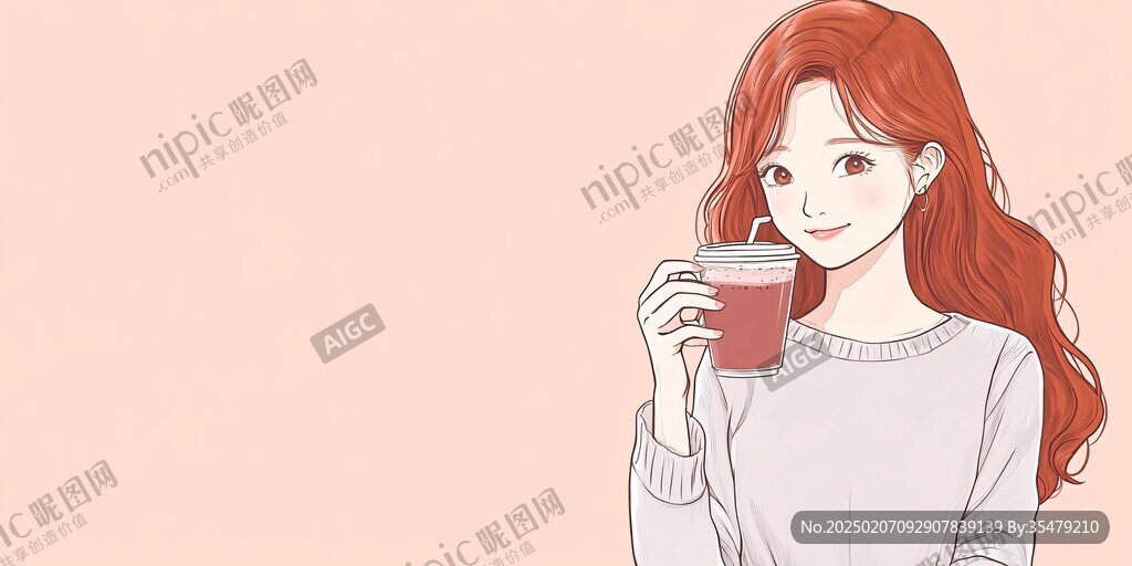 喝奶茶的女生